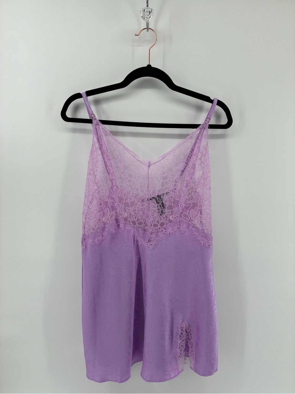 Lavender Lace Satin Chemise - Women's Intimate Sleepwear Slip Dress